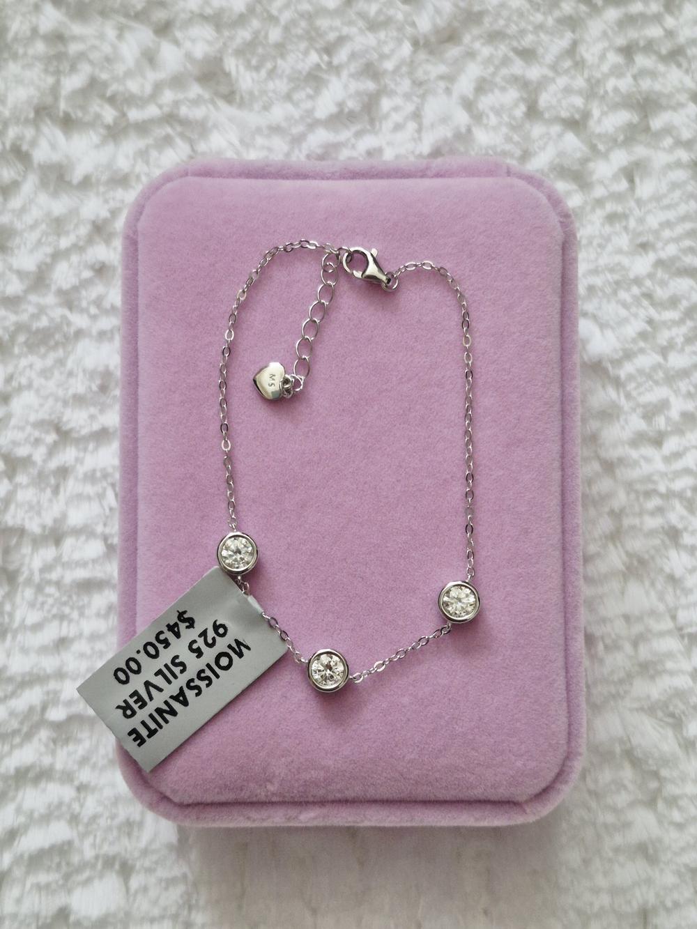 Sterling Silver Moissanite Station Tennis Bracelet